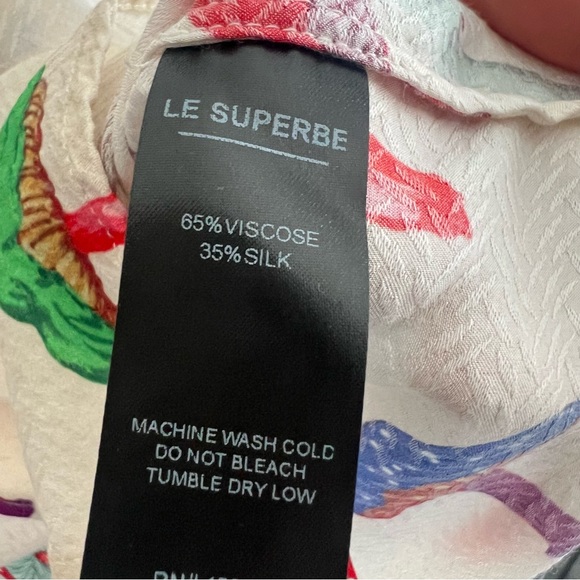 Le Superbe for Anthro Micro Magic Ex-Boyfriend Shirt Ivory Mushroom Print  8 NWT - Picture 13 of 16